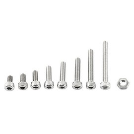 Paquete de tornillos de zócalo hexagonal de acero inoxidable de 300 piezas M2.5 A2 Perno con tuercas hexagonales Kit de surtido de surtido. (A: cabeza de gorra)