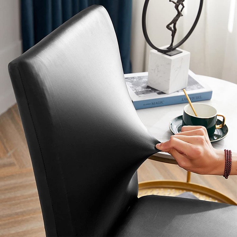 Shukii Stretch Dining Chair Covers - Waterproof PU Leather Slipcovers
