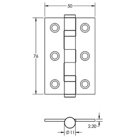 Door Hinges 3 inch Black Ball Bearing Butt Hinges Grade 7 Steel Door Hinge for Wooden Doors 2 Pack