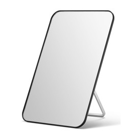 OMIRO Desk Makeup Mirror, 8 x 5 inches Table Mirror with Foldable Stand and Hanging Hole for Shaving and Travelling, Black