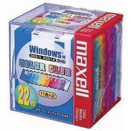 maxell MFHD18CC.22P 3.5 Floppy Discs 2HD DOS/V Formats, Color Mix (22 Pack)
