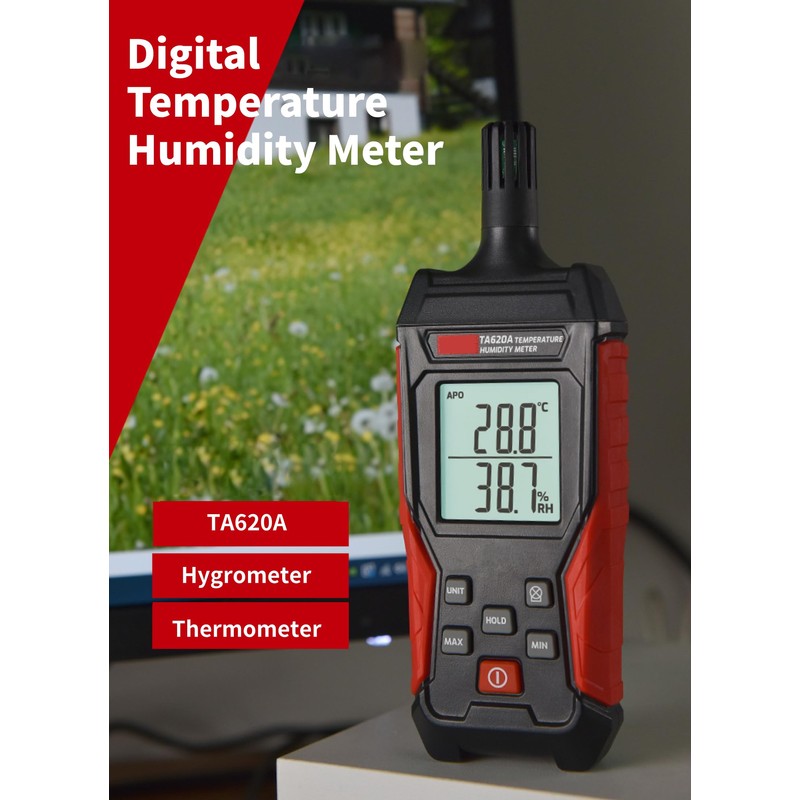TA620A Temperature Humidity Meter, Handheld Thermometer Hygrometer with Ambient, Dew