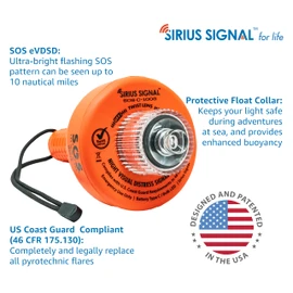 Sirius Signal C-1003 SOS LED Distress Signal - Electronic Flare Replacement, USCG Approved, Includes Daytime Flag & Whistle
