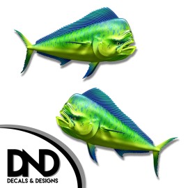 Mahi Mahi - Fish Decal Fishing Hunting Bumper Sticker "3in SET" F-0380 D&