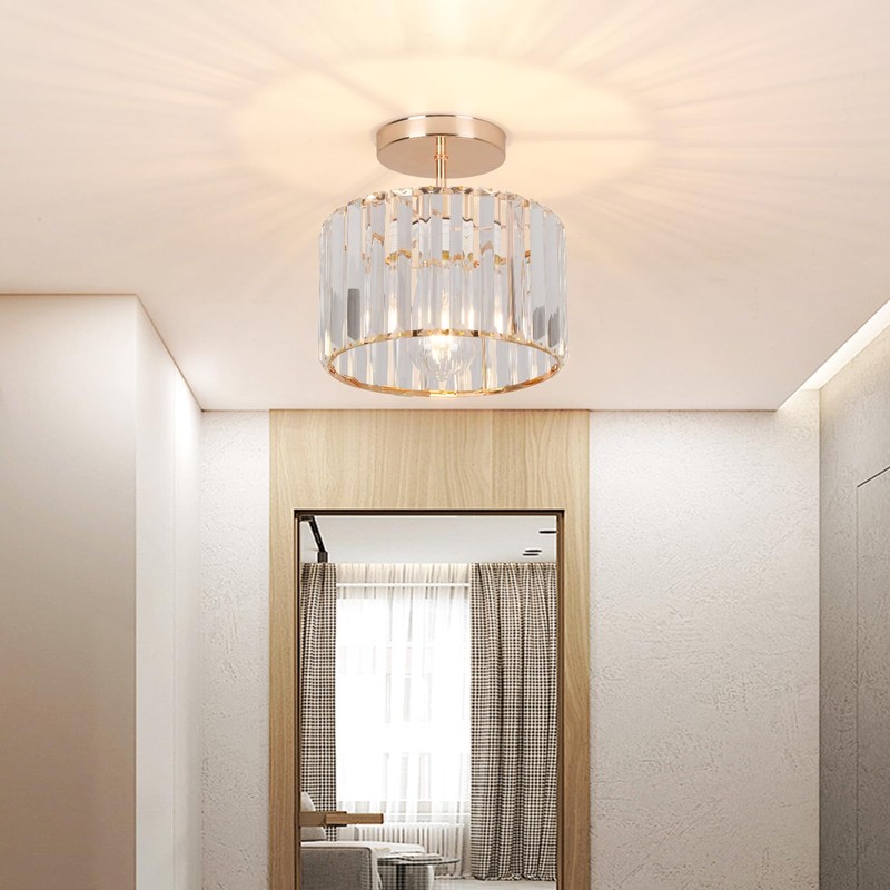 ZYDTRIP Crystal Ceiling Light Fixture Semi Flush Mount Ceiling Lamp