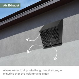Vent Systems 10" Inch Exhaust Vent Cover with Rubber Gasket - Graphite Black Galvanized Steel - Robust and Weatherproof Outdoor Air Exhaust Box - Duct or Surface Mounting - Rain, Snow Protection