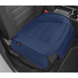 Motor Trend Seat Cover for Cars Trucks SUV, Faux Leather Blue Padded Car Seat Cover with Storage Pockets, Premium Interior Automotive Seat Cover