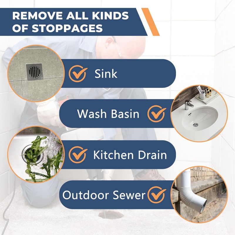 21338 Spin Drain Cable Replacement for Ridgid Auto-Spin Drain Snake,