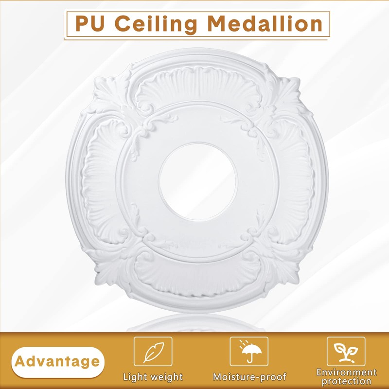 Cunno 2 Pieces PU Ceiling Medallion Decorative Ceiling Fan Medallion