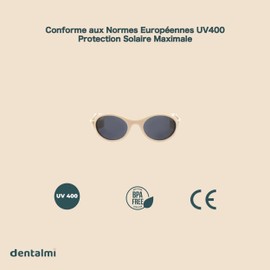 Baby Sunglasses Polarised 0-18 Months Boys & Girls Flexible & Soft Frame for Kids UV Protection Cat 4 Polarised Adjustable Elastic Strap Gift for Babies Design Franc, beige