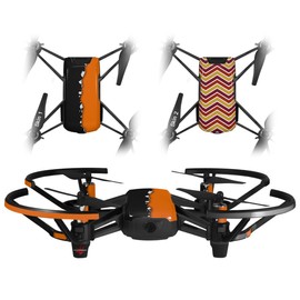 Skin Decal Wrap 2 Pack for DJI Ryze Tello Drone Ripped Colors Black Orange Drone NOT Included