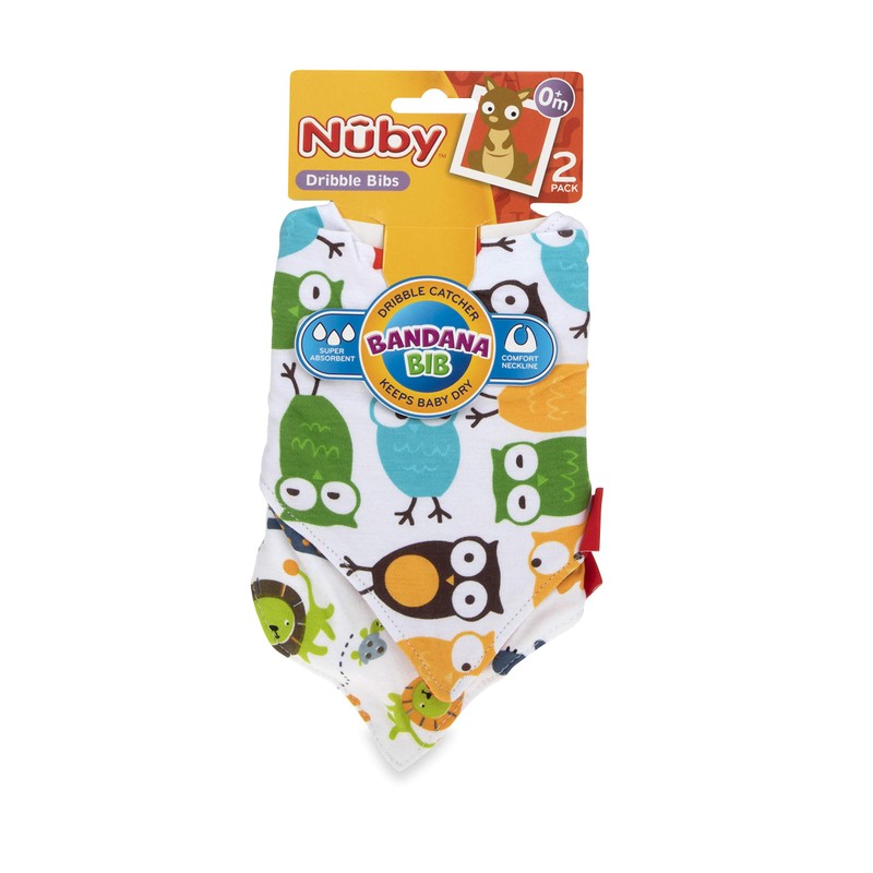 Nuby 2-pk Dribble Catcher Bandana bibs, Super Absorbent Drool Bib