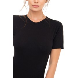 Avely Bodysuit for Women Made of Cotton, Short Sleeve Bodysuit with Crew Neck for Women, Bodysuit Women with Sleeves, Body Shaper Elegant, black