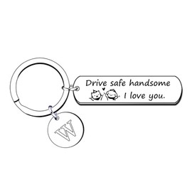 Valentines Day Gift for Him,Couple Keychain 26 Initial Letter Letters Keychain Gifts for Boyfriend Husband Dad Birthday Gifts (W)