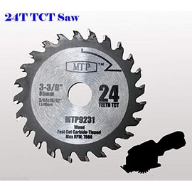 MTP Pack of 3 24 Carbide Tip 3-3/8-inch Mix Wood & Metal Circular Saw Blade for Rockwell Versacut Versa Cut, Makita Cordless 3-3/8", Craftsman Nextec, Arbor Size 15mm 19/32" 0.59"