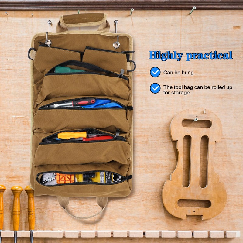 Nutmanel Roll Up Tool Bag, Tool Roll Bag, Wrench Roll