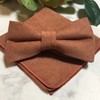 Brown Orange [Bow Tie & Pocket Square] 2-piece Set, Men's