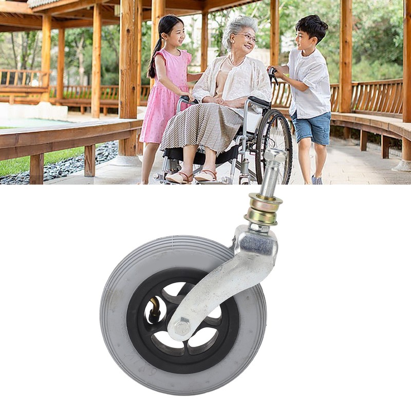 Wheelchair Replacement Wheel Grey 6 Inch PU Inflatable Universal Wheelchair