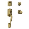 SCHLAGE Camelot Single Cylinder Handleset and Georgian Knob, Antique Brass