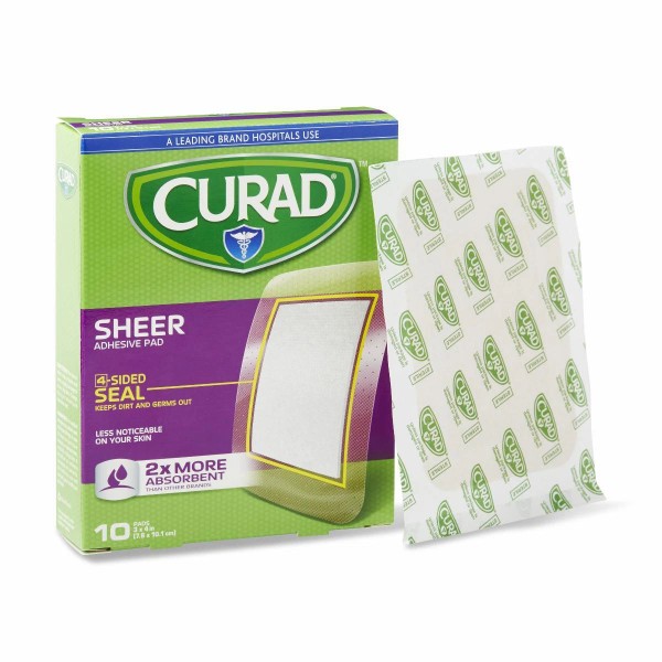 medline CURAD Sheer Adhesive Bandage, 3" x 4", Case of