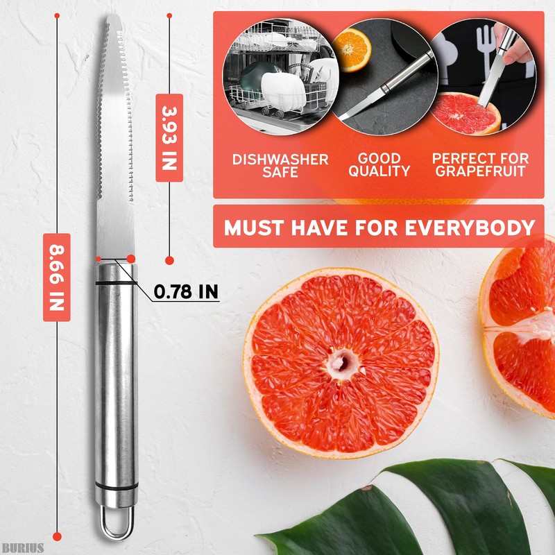 BURIUS Grapefruit Knife Curved Serrated Blade – Stainless Steel Fruit
