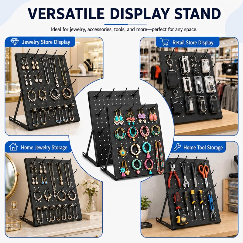 2 Pack Pegboard Display Stand, Metal Peg Board with 32