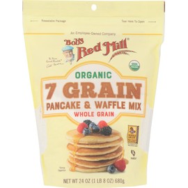 Bob's Red Mill Organic 7 Grain Pancake & Waffle Mix 24 oz (Two Pack) - Multigrain Organic Pancake and Waffle Mix - Double Pack Pancake and Waffle Mix (Two 24 oz resealable bags)