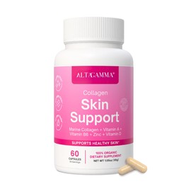 Skin Support Supplement - Apoya la Elasticidad y Firmeza de la Piel - Suplemento para una Piel Joven con Peptidos de Colageno Hidrolizado Puro, Omega 3 y Vitaminas - Orgánico, 60 Cápsulas