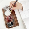 Yushen Upgrade Wooden Tilting Calligraphy Pen Holder with Empty Glass