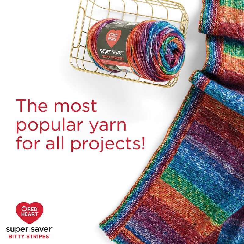 Red Heart Super Saver Bitty Stripes Crayon Box Yarn -