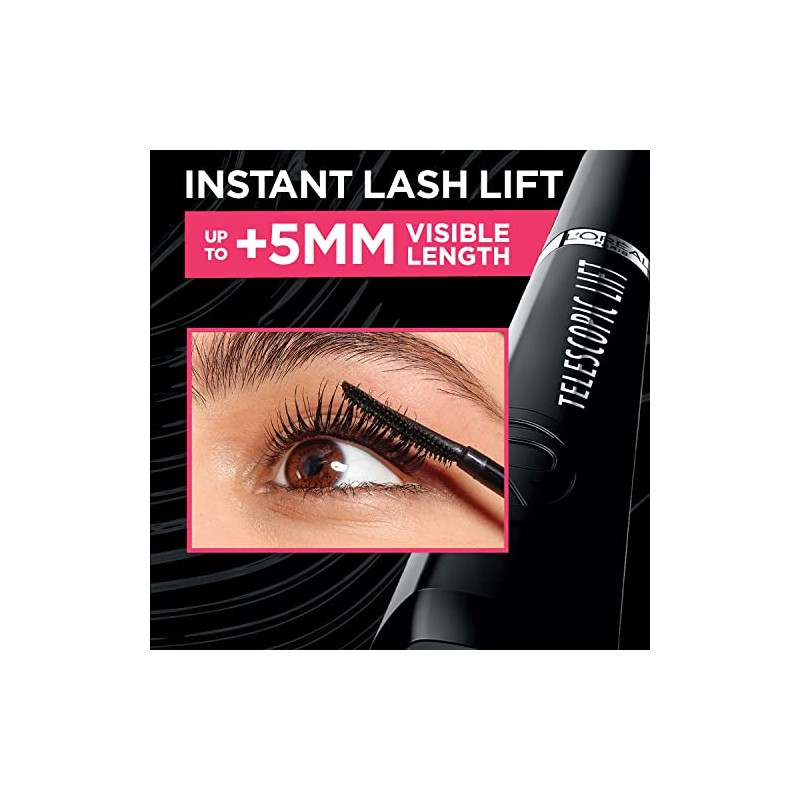 L'Oreal Paris Mascara de pestañas Telescopic Lift Lavable, Negro, 10