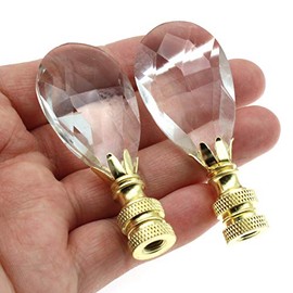 Crystal Type Lamp Finials, OZXNO 2 PCS Clear Teardrop Crystal Knob for Lamp Shade Top Fixing and Decoration