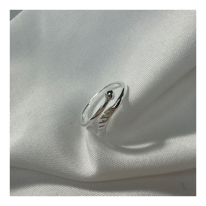 Sterling Silver Angel Wing & Heart Adjustable Midi Ring