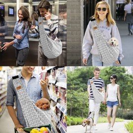 vrbabies Dog Bag for Small Dogs 5 kg, Hands-Free, Breathable, Reversible Cotton, Suitable for Puppies, Small Dogs and Cats for Outdoor Travel (Double-Sided Available, Grey Stripes)