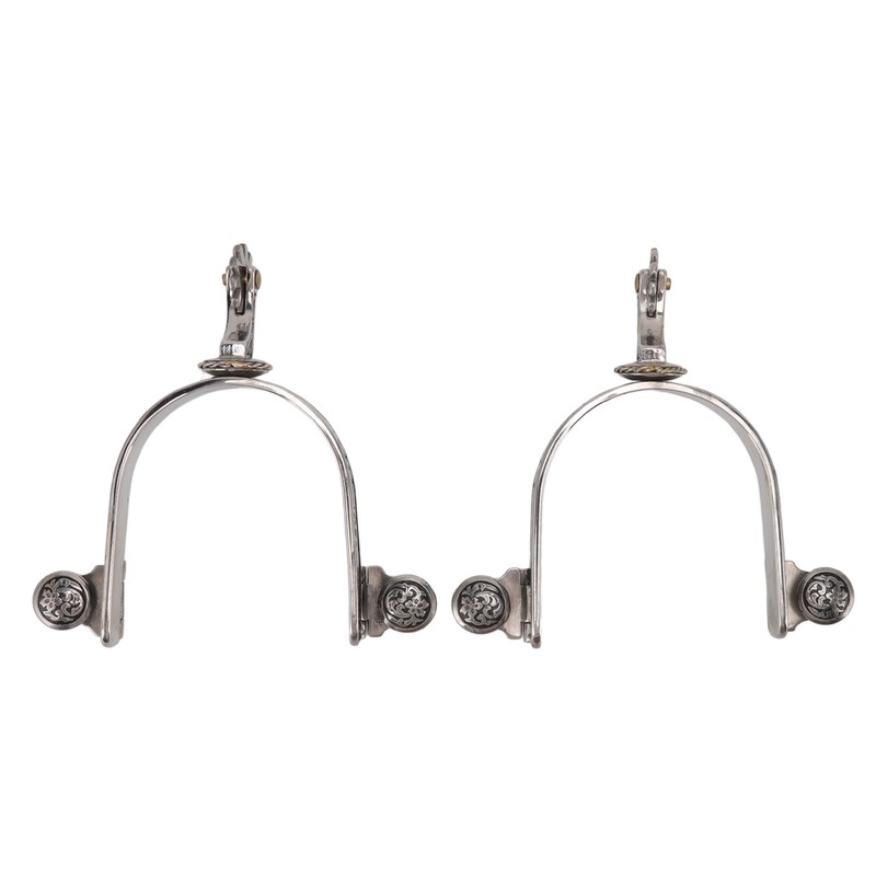 One Pair Boot Spurs Stainless Steel Vintage Leaf Patterned Western