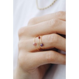 JUKEREI Ring Gold Women's – Birth Ring / Birthday Ring / Birthstone Ring All Months January / December Silver Gold-Plated, Gold-Plated Silver, January