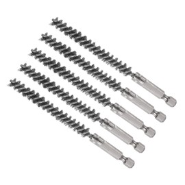 CoCud Bore Brush, 8mm Dia 4.5" Length, Stainless Steel Cleaning Wire Brushes with 1/4 Inch Hex Shank - (Applications: for Power Drill, Die Grinder), 5-Pieces