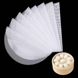 8Pcs 11 inch Non-stick Silicone Steamer Liners Round Silicone Steamer Mesh Pastry Dim Sum Mesh Reusable Round Dumplings Bamboo Steamer Liner Pad for Home Kitchen Baking Use