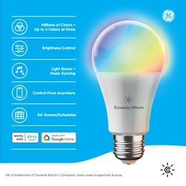 GE Lighting CYNC Dynamic Effects Smart LED Light Bulb, Color Changing, Bluetooth and Wi-Fi, Works with Alexa and Google Home, BR30 Indoor Floodlight Bulb , White