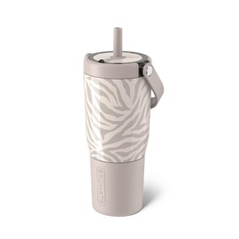 BrüMate Resa 25oz 100% Leakproof Travel Tumbler with Handle & Straw | Flexible Soft Sip Straw | Silicone Sleeve for Durability | Stainless Steel | Cup Holder & Travel Friendly | (Zebra)
