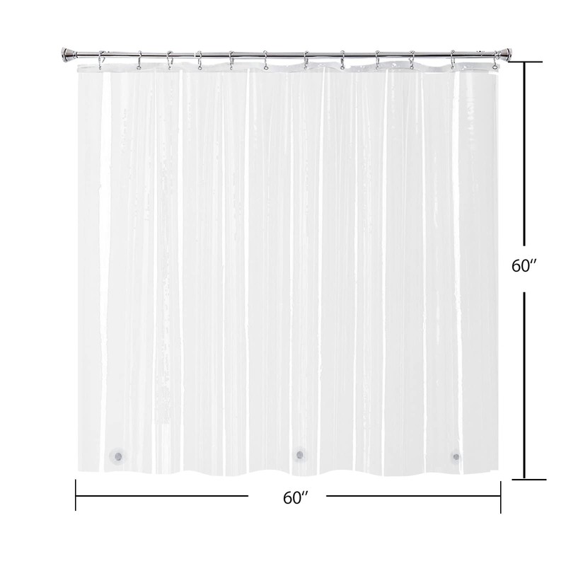 YISURE Short Shower Curtain Liner 60 Inch, Clear Peva Plastic