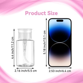 Dimeho Pack of 3 Pump Bottle, Squeeze Nail Polish Remover Bottle Holder, Empty Pump Dispenser Bottle, Transparent Makeup Acetone Container for Nail Polish, Makeup Remover, 180 ml, Transparent