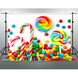 F-FUN SOUL Candy Backdrop Lollipop Sweets Photography Backgrounds Kids Birthday Party Portrait Photo Studio Props Banner FSLX255