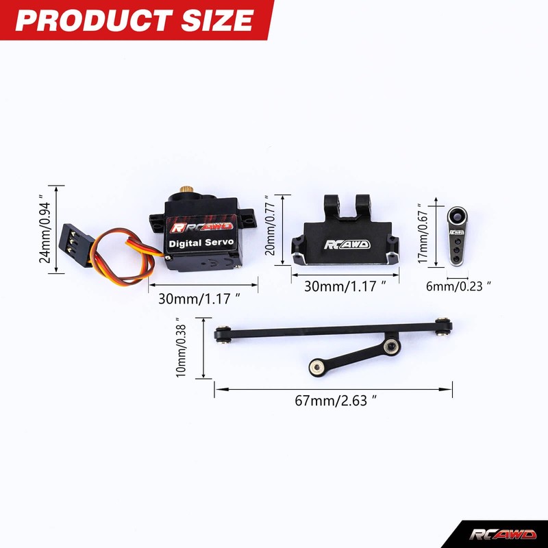 RCAWD SCX24 Steering Servo & SCX24 Servo Mount & SCX24