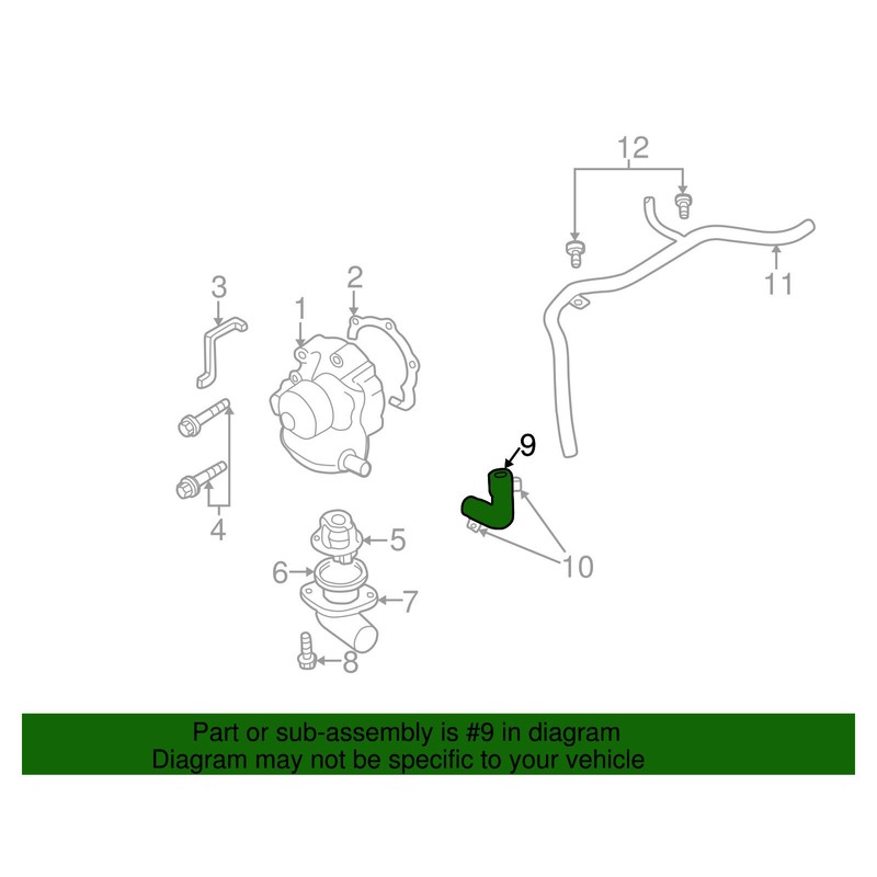 Subaru Water Bypass Hose 807615081 Forester Impreza Legacy Outback OEM