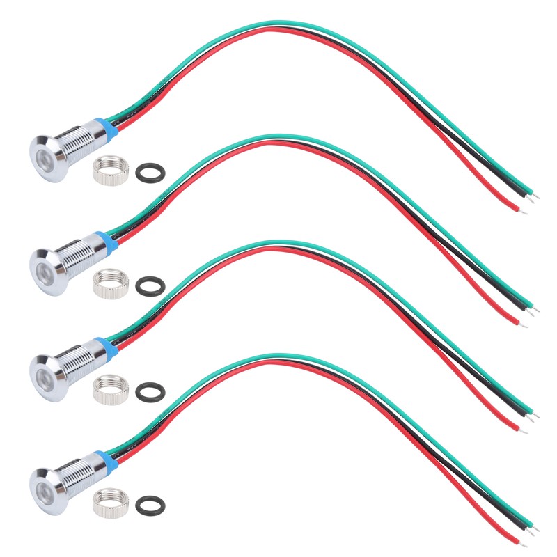 4 Sets PreWired Round LEDs Waterproof 2Color Signal Light Common