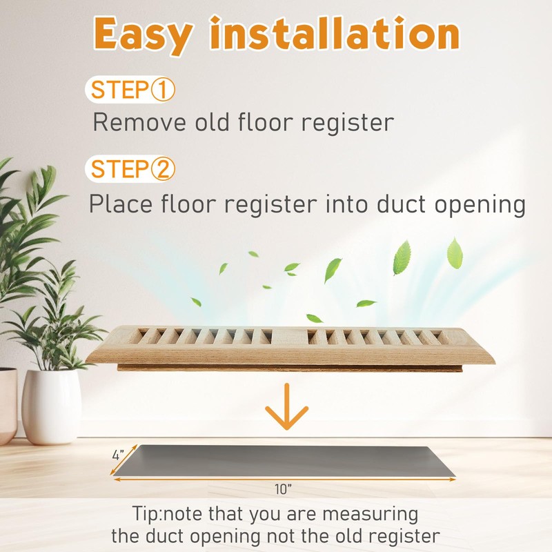 Landical 8 Pcs Red Oak Wood Floor Register Vent 4