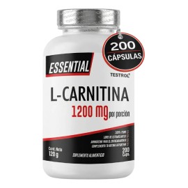 Carnitina Essential 1200mg Alta Concentración Sabor Apoyo Uso Deportivo Eficiente Bienestar General 200 Cápsulas Testrol