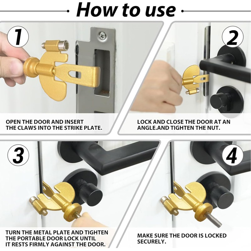 PAJWITHL Portable Door Lock - Suitable for Travel Hotels, Homes,College