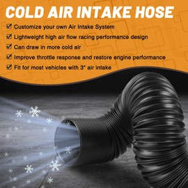 Tongze 2 Inch Cold Air Intake Pipe: Universal Flexible Duct with Length from 10" to 40" for Customize Air Intake System Hose Tube